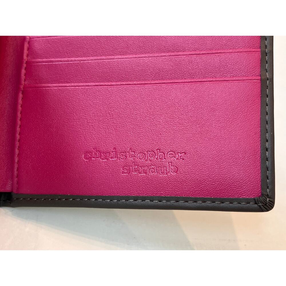 Rare! Christopher Straub Octopus Bifold Grey Pink Leather Wallet - NWT - Picture 4 of 5